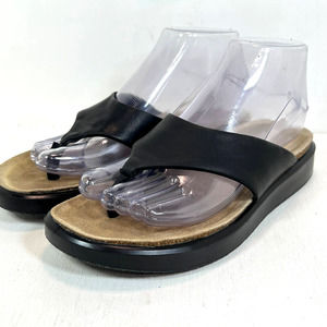 ECCO Corksphere Leather Thong Flip-Flop Sandal - BLACK- Platform - SZ 6Fit(7)
